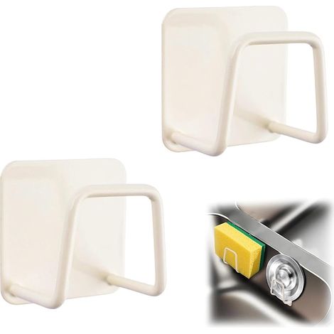 2er-set Selbstklebende Edelstahl-schwammhalter Für Spüle, Seife, Schwämme, Rostfrei, Hochwertige Halterung, Küchenzubehör, Beige