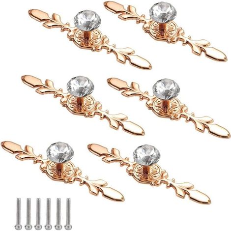 Diamant-türknöpfe, 6 Stück, Goldene Kristall-türknöpfe, Möbelknöpfe, Diamant-möbelknöpfe, Diamant-kristallknöpfe Zur Dekoration