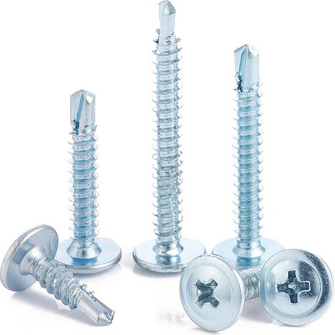 100er-packung – Selbstbohrende Blechschrauben – Mit Breitem, Gewölbtem Kopf – Ø 4,2 X 38 Mm – Verzinkter Stahl – Mit Kreuzschlitz-/phillips-antrieb – Heimwerkerbedarf – Renovierung