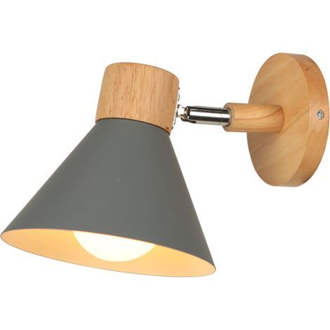 Vintage-wandleuchte Im Industriestil Aus Metall Und Holz, Verstellbare Wandleuchte, Grau, Durchmesser 17,5 Cm – 1 Stück