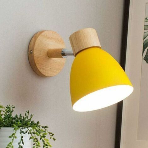 Moderne Wandleuchte Aus Metall Und Eisen, Skandinavisches Design Mit Holzsockel, E27-fassung, Ideal Für Nachttisch, Schlafzimmer, Balkon, Restaurant, Treppenhaus Oder Als Wanddekoration – Schlichtes M
