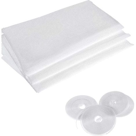 Set Mit 4 Moskitonetzen Aus Maschengewebe Und 4 Rollen Selbstklebendem Klebeband Für Fenster, 1,3 X 1,5 M, Weiß