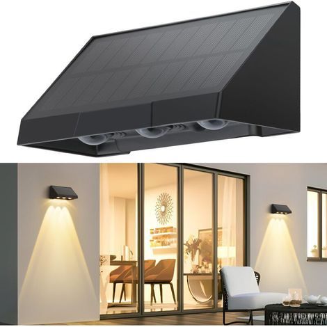 Solarbetriebene Led-wandleuchte Für Den Außenbereich, 3000 K Warmweiß, 2 Modi, Wasserdicht, Für Zaun, Terrasse, Balkon, Garten Und Treppe