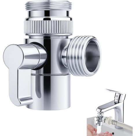 Sba021 3-wege-wasserhahnumsteller Aus Messing Mit M22-auf-m24-adapter, Robust Und Korrosionsbeständig Für Spüle Und Dusche, Geschirrspüler-wasserhahnadapter, Umstellventil