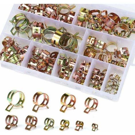 Federclip Für Kraftstoffschlauchschellen - 100 Stück Schlauchschellen Mit Aufbewahrungsbox (6-22 Mm, Größe 10)