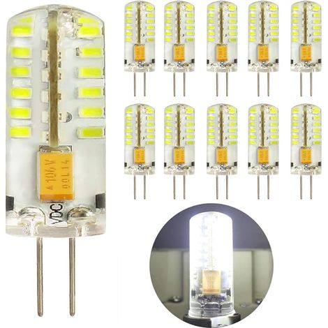10er-pack Led-lampen G4, 4 W, Ac/dc 12 V, Kaltweiß (6000 K), Superstarke Spotlampe, 250 Lumen, Entspricht 30 W Halogenlampe