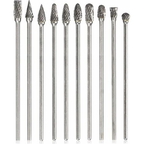 Set Mit 10 Hartmetall-rotationsfräsern – Doppelschneide 6 Mm – Länge 100 Mm – Zum Polieren Von Metall Und Gravieren Von Holz