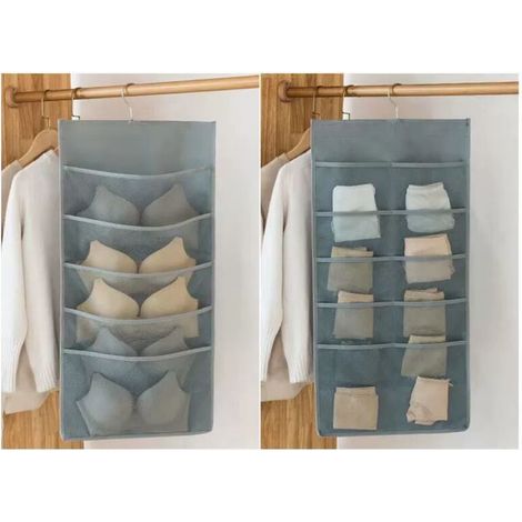 Kleiderschrank-organizer Mit 15 Taschen, 1 Stück, Faltbarer Hängeorganizer Für Unterwäsche, Bh-aufhänger, Platzsparender Cup-aufhänger Aus Oxford-gewebe (grau, 40 X 80 Cm)