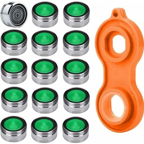 15-teiliges Set Aus M24 Wassersparenden Strahlreglern Mit Hohem Strahl, Hergestellt Aus Verchromtem Messing, Plus 1 Universal-strahlregler.
