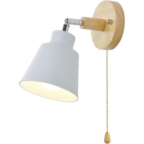 Wandleuchte Aus Holz Mit Integriertem Schalter, Verstellbare Aluminium-wandleuchte Für Bar, Schlafzimmer, Küche, Restaurant, Café, Flur, E27-fassung, Weiß