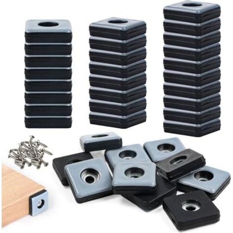 Teflon-einschraubgleiter, 36er-pack. Teflon-einschraubgleiter Für Möbel, 25 X 25 Mm (quadratisch), Mit Edelstahlschrauben. Gleiter-set Für Möbel, Fußböden, Stühle Und Beine.