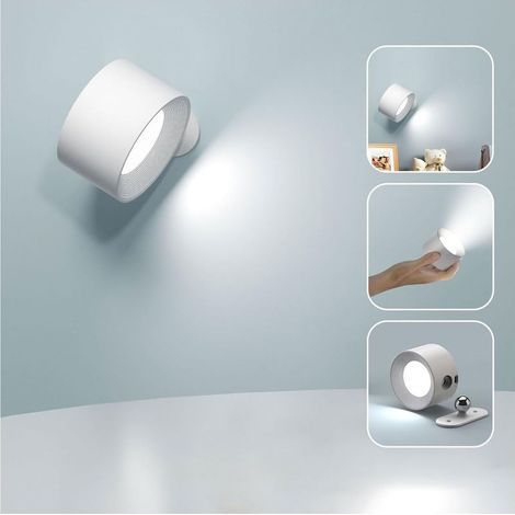 Berührungsempfindliche Led-wandleuchte Für Den Innenbereich Mit Usb-ladeanschluss, 3 Helligkeitsstufen Und 3 Einstellbaren Farbtemperaturen, 360° Drehbarem Arm