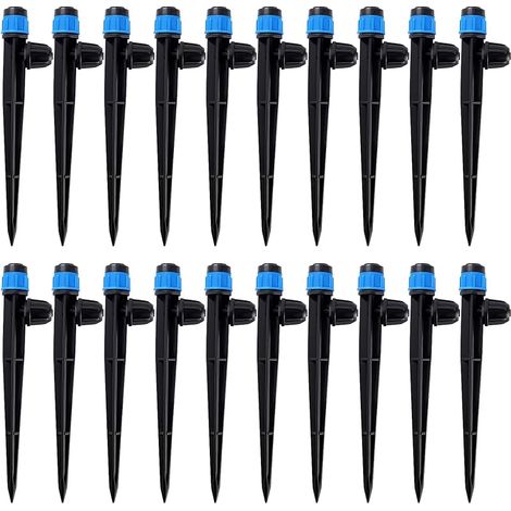 20-teiliges Verstellbares Tropfset Für 4/7-mm-schläuche, 360°-mikro-tropfsprinkler Mit Widerhakenverbinder Und Stützpfahl, Steck-tropfer, Blau