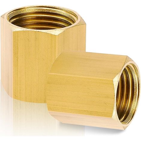Satz Aus 2 Messingmuffen Ig 3/8" - 3/8" Innengewinde - Messing-doppelverschraubung - Mit Dichtungsstreifen - Für Rohrverbindungen