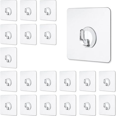20 Transparente Klebehaken, Transparente Zauberhaken, Hochbelastbar Bis 10 Kg, Selbstklebende Kunststoffhaken Für Die Wand, Kein Bohren Erforderlich, Für Badezimmer, Küche, Schlafzimmer