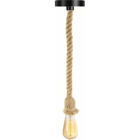 Vintage Hanfseil-kronleuchter E27 Vintage Deckenleuchte Hanfseil Pr Barseil Caféseil Treppenhaus Restaurant Studio - 100cm (1 Lampe)
