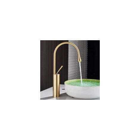 360° Drehbare Waschtischarmatur In Gold – Nickel-gold-finish – Höhe 45 Cm – Auslaufhöhe 28,5 Cm – Aufsatzmontage