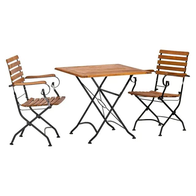 Acamp Set Lindau 2x Sessel 1x Tisch 80 cm x 80 cm Teak-Schwarz