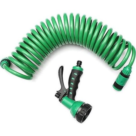 Neüfu 7,5 M Dehnbarer Gartenschlauch – 7 Sprühmuster – Grün – Eva