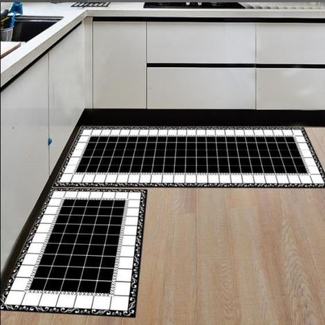 Set Mit 2 Küchenmatten, 40 X 60 Cm Und 40 X 120 Cm, Schwarz