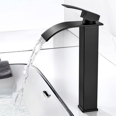 Exarfly Wasserfall-waschtischarmatur In Mattschwarz – Einloch-mischbatterie, 237 Mm Höhe, G3/8, Bleifrei