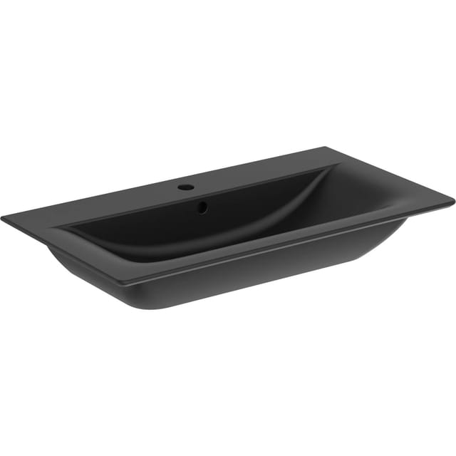 Ideal Standard Möbelwaschtisch Connect Air 84 cm 1 Hahnloch mit Überlauf Schwarz