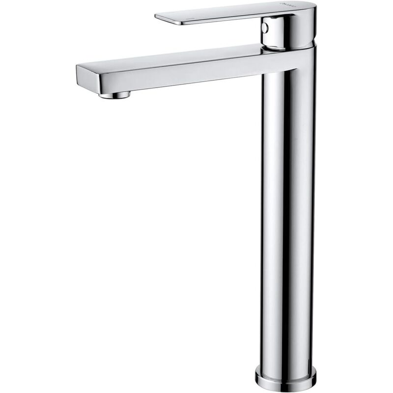 Hohe Waschtischarmatur, Verchromte Waschtischarmatur Mit 250 Mm Hohem Auslauf Und Quadratischem Griff, Xl-waschtischarmatur Für Aufsatzwaschbecken