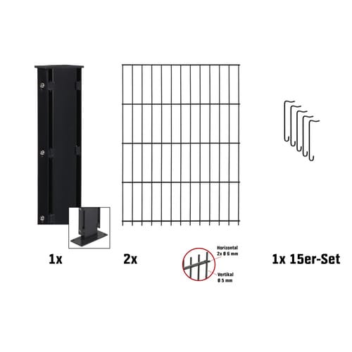 Floraworld Zaungabione Erweiterungs-Set zum Aufschrauben Anthrazit 83 cm