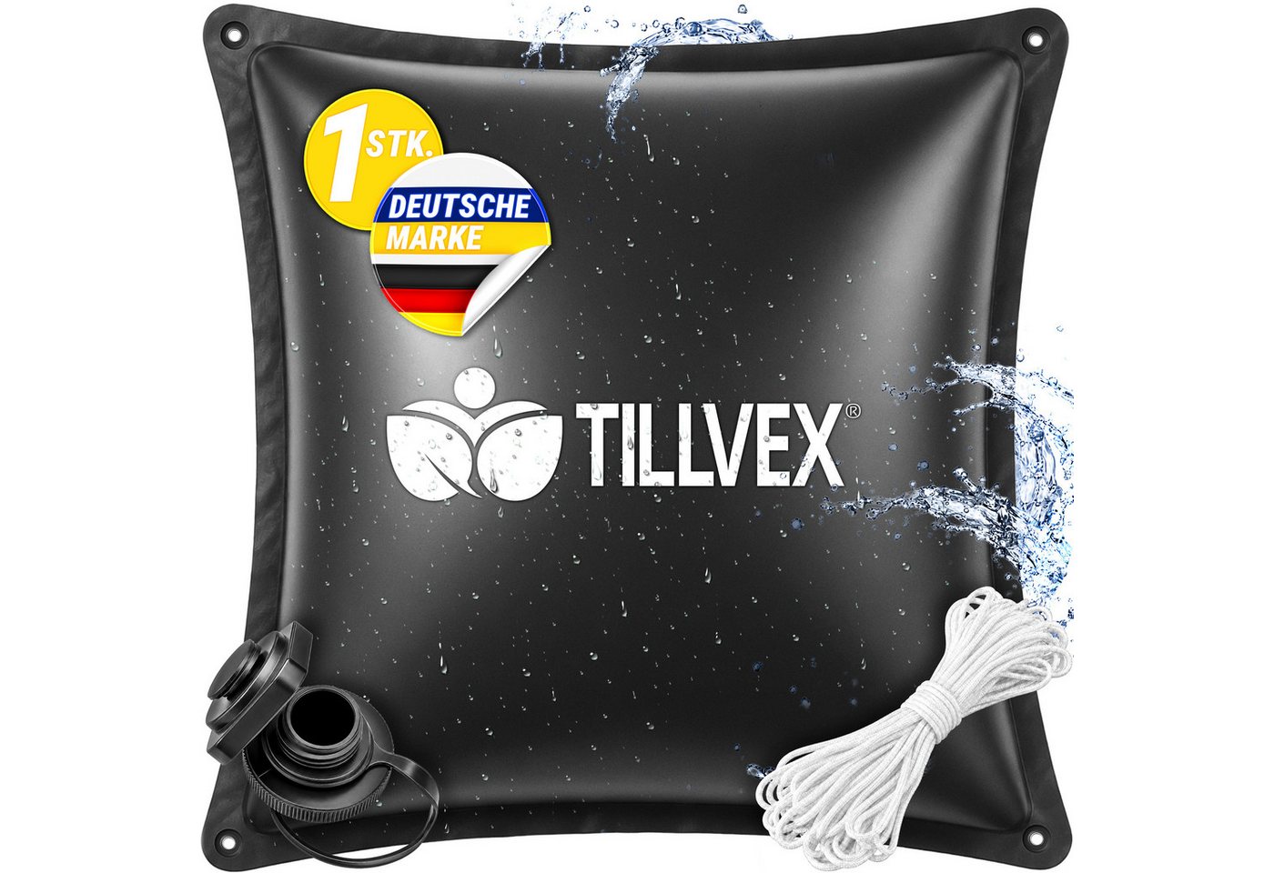 Tillvex® Poolkissen Winter Xxl 120x120cm Mit 12m Seil & Reparaturkit Luftkissen Zur Poolabdeckung Frost- & Chlorbeständig Bis -20°c Winterkissen Inkl. Schraubventil Kissen Überwinterung Pool Bild 3