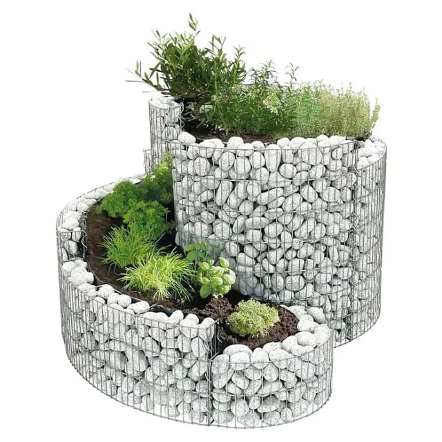 Bellissa Gabionen-Kräuterspirale Grünkraut 80 cm x 140 cm x 110 cm