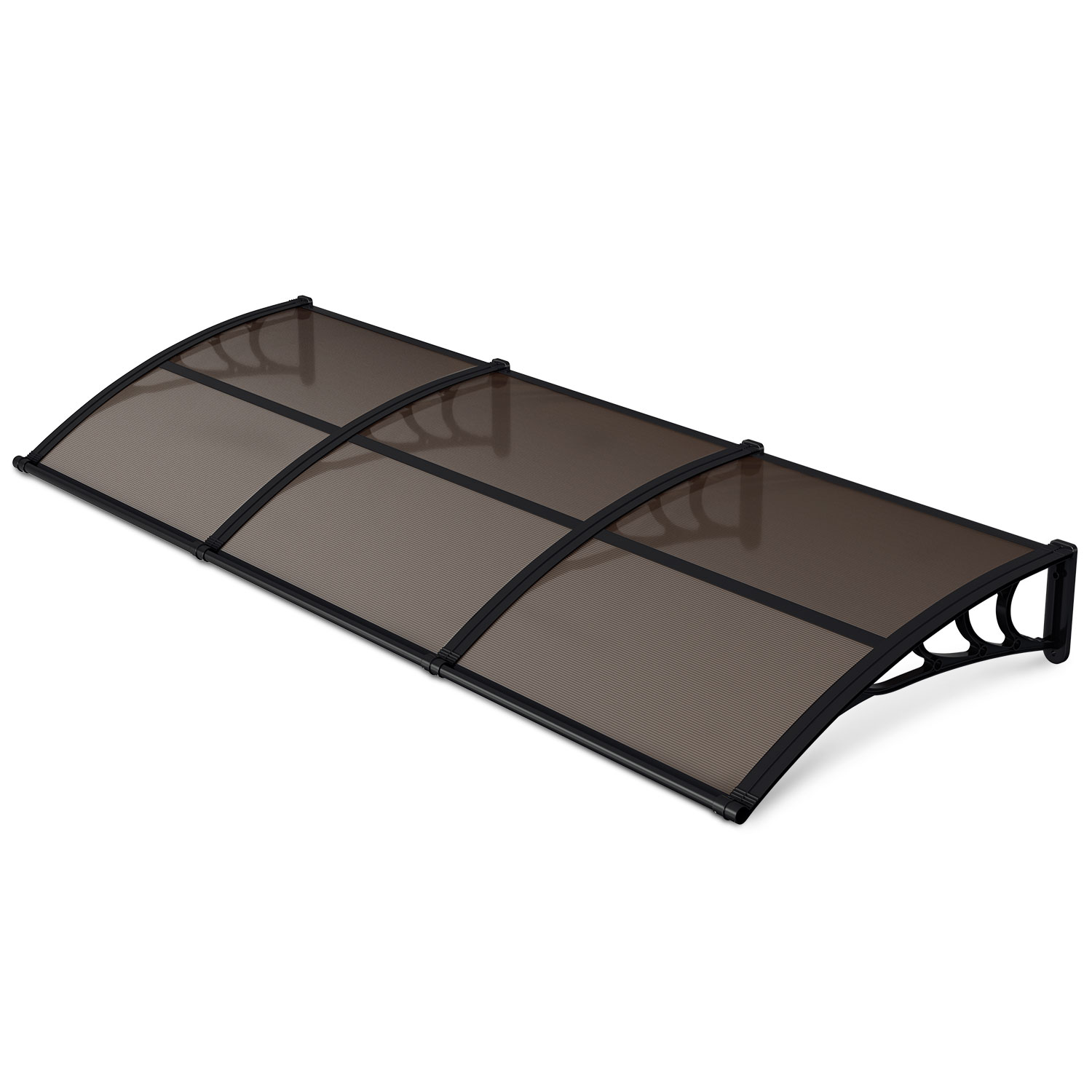 Tolletour Vordach Haustür Mit Regenrinne 300 X 100 Cm, Türüberdachung Aus Polycarbonat, Schwarz/braun, Regenschutz Für Eingang
