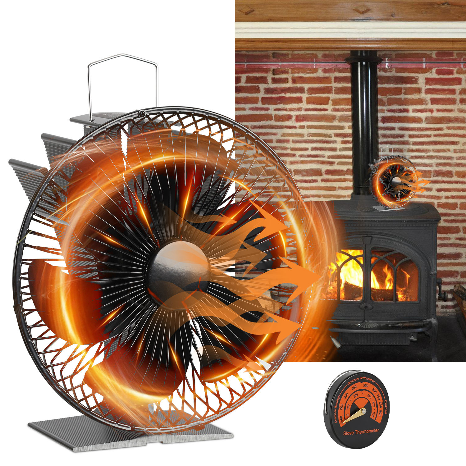 Tolletour Kaminofen Ventilator Stromloser Gebläse Kaminventilator Leise Ohne Strom Öfen