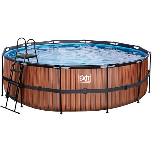 EXIT Wood Pool Braun Ø450x122cm m. Sandfilterpumpe