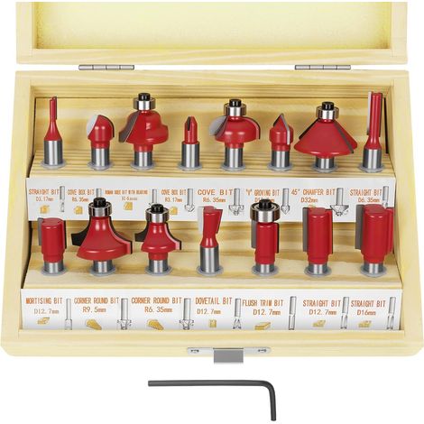Flintronic 8-mm-fräser, 15er-set Nutfräser, Holzbearbeitungswerkzeuge Mit Hartmetallspitzen, Professionelle Holzbohrer, Schaft Aus Geschmiedetem Stahl