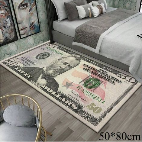 Kreativer Teppich Mit Dollarzeichenmuster – Dicker, Strapazierfähiger, Rutschfester Und Pflegeleichter Teppich Für Schlafzimmer, Fußmatte, Geeignet Für Wohnzimmer Und Andere Räume, 50 X 80 Cm