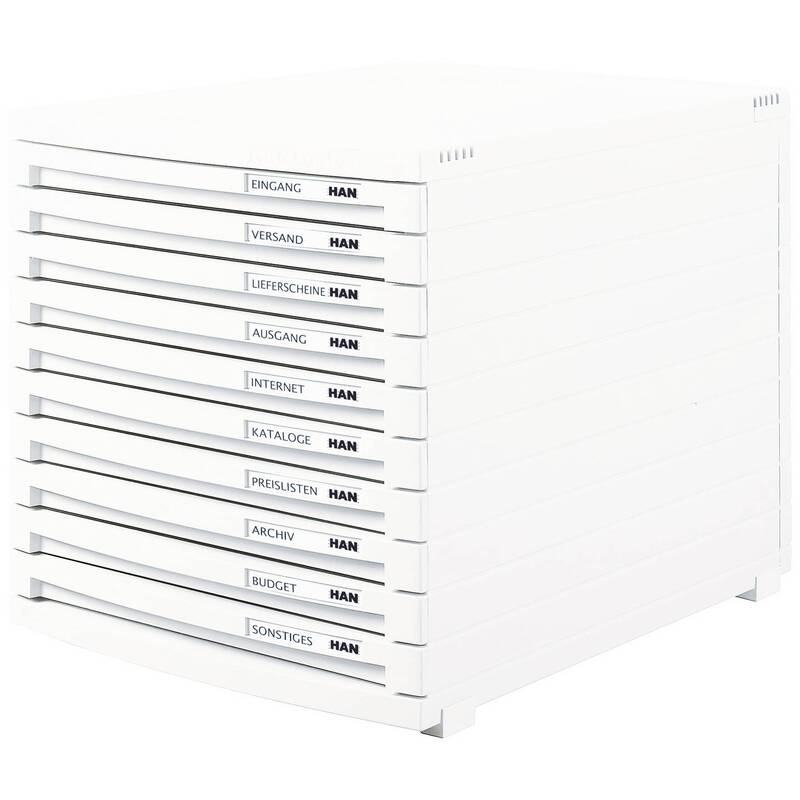 [gebraucht] B-ware Han Schubladenbox Dokumentenbox Contur 1510-12 10 Fächer Weiß Din A4 B4 C4