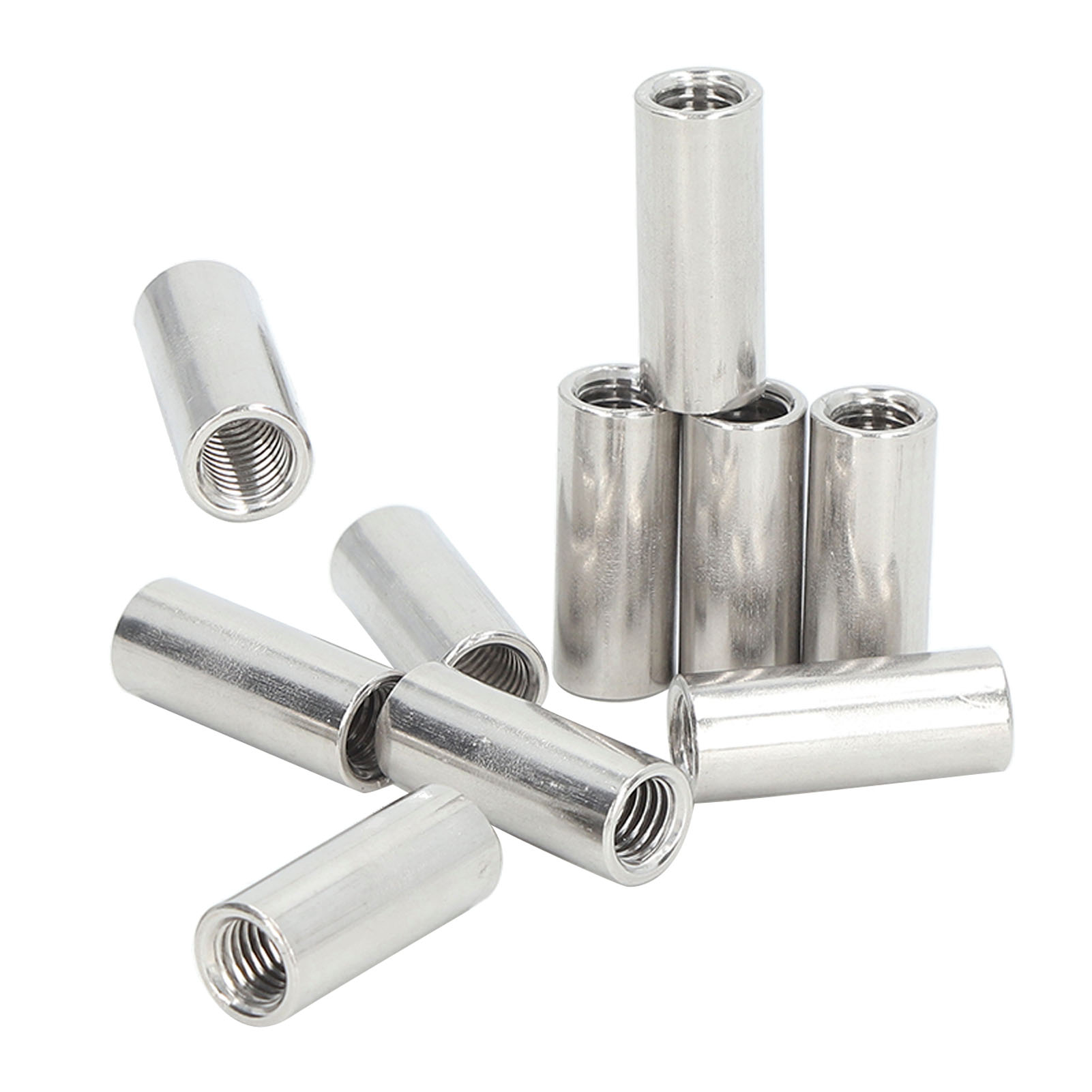10 Stück Runde Kupplungsmuttern M10x1,5 L35mm Edelstahl-rundgewindestangen-verbindungsmuttern