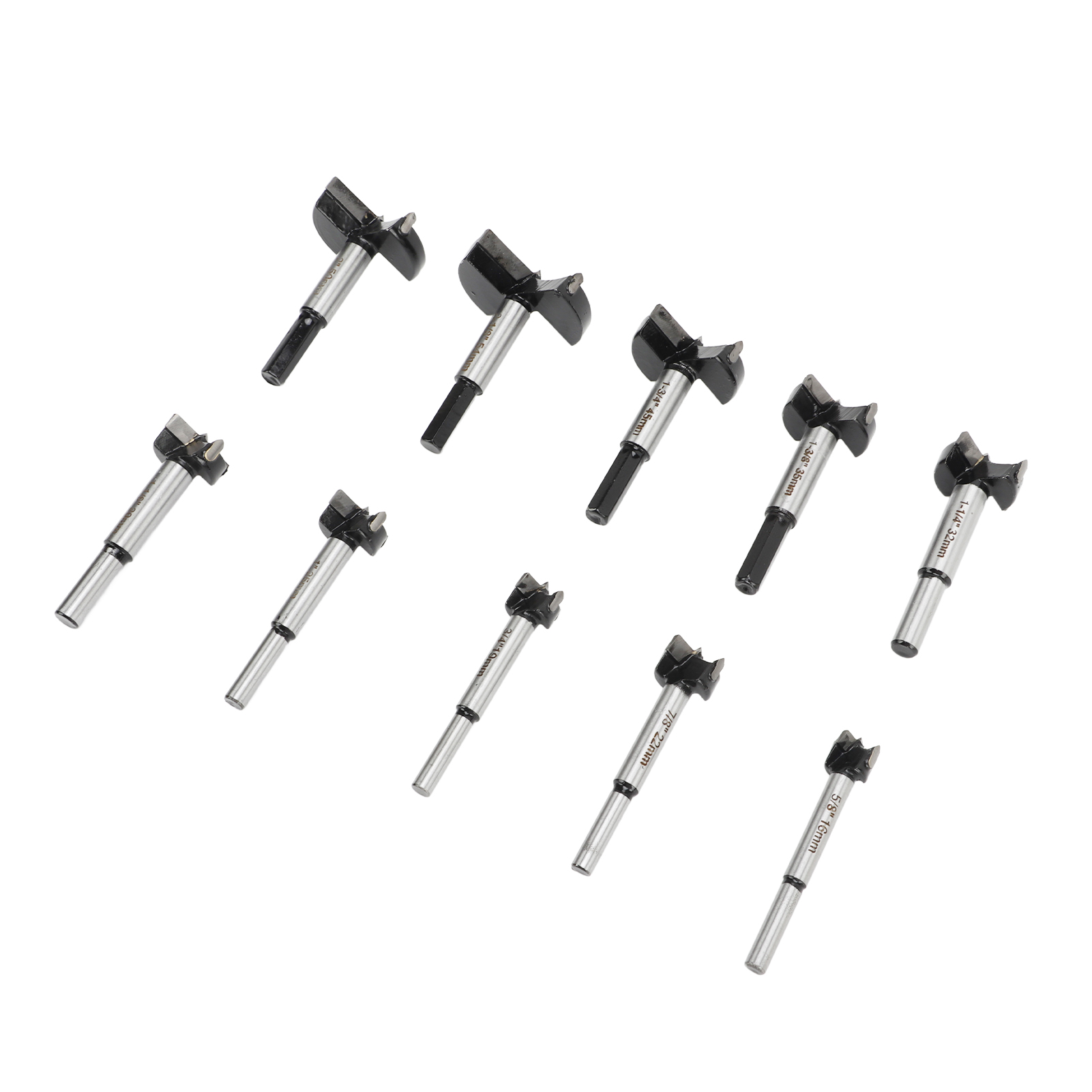 10-teiliges Holzbearbeitungs-lochbohrer-set Aus Hartmetall, Präzise Positionierung, Gebogener Forstnerbohrer Für Faserplatten Und Kunststoff