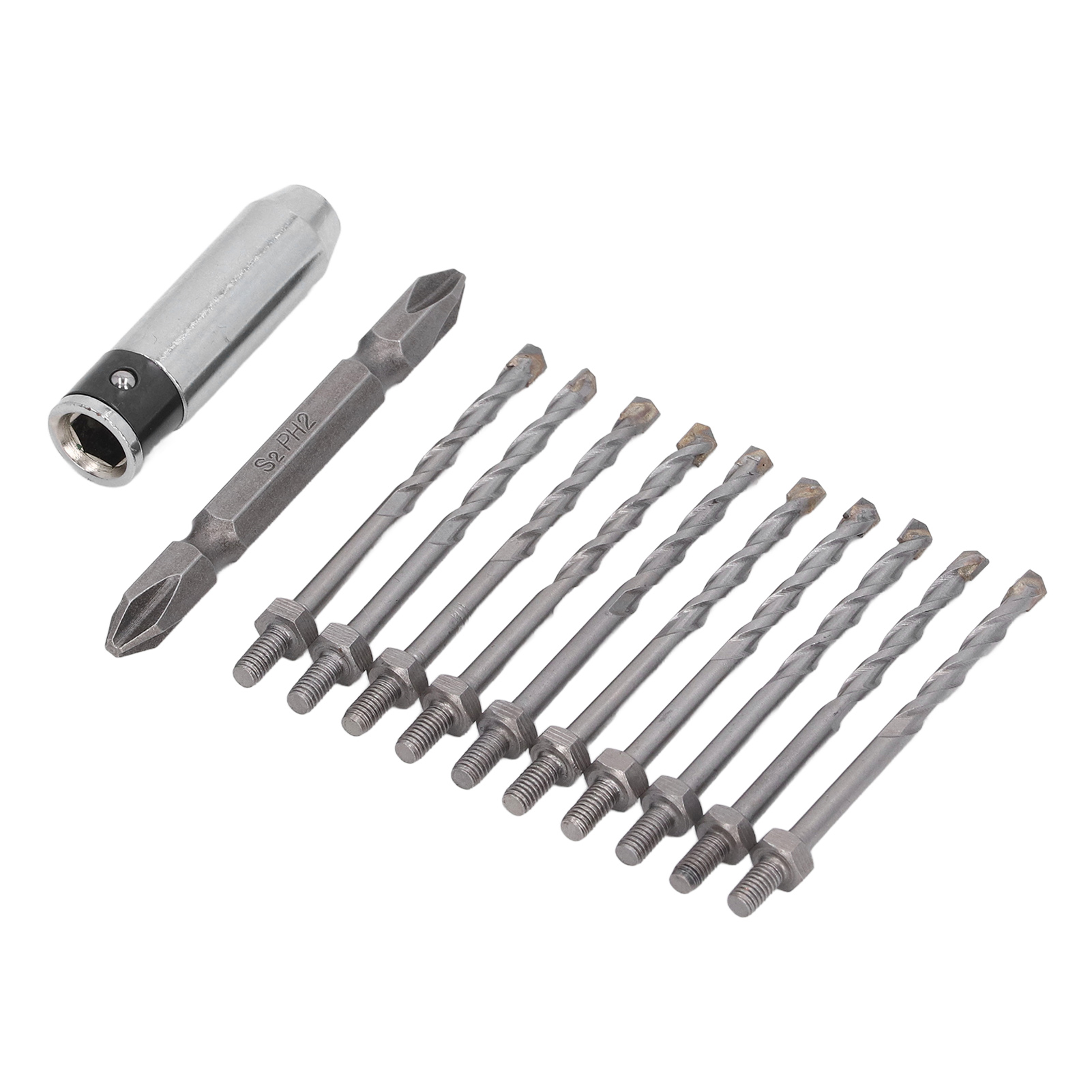 10-teiliges Bohrer-set, 1 Steckschlüssel, 1 S2-schraubendreher-bit-set Für Wände, Glas, Eisen Und Aluminiumplatten