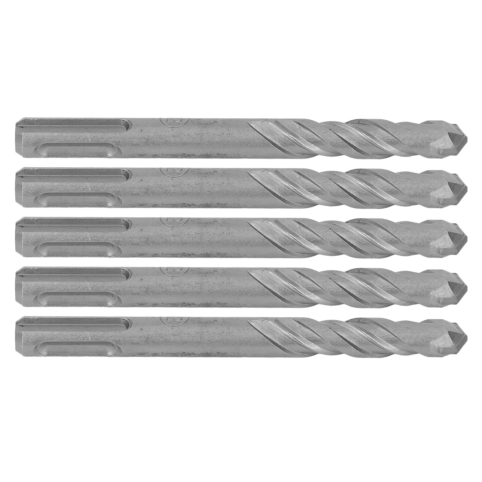 5-teiliger Bohrhammer-bohrer Mit Hartmetallspitze, Spiralförmig, 2 Schneiden, Schlagbohrer Für Ziegel Und Stein, 110 Mm, 12 Mm/0,47 Zoll Öffnungsdurchmesser