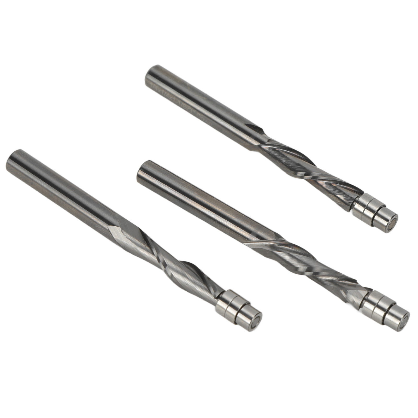 3-teiliges Spiral-bündigfräskopf-set, 1/4 Zoll, Bündiges Trimmen, Vollwolframstahl