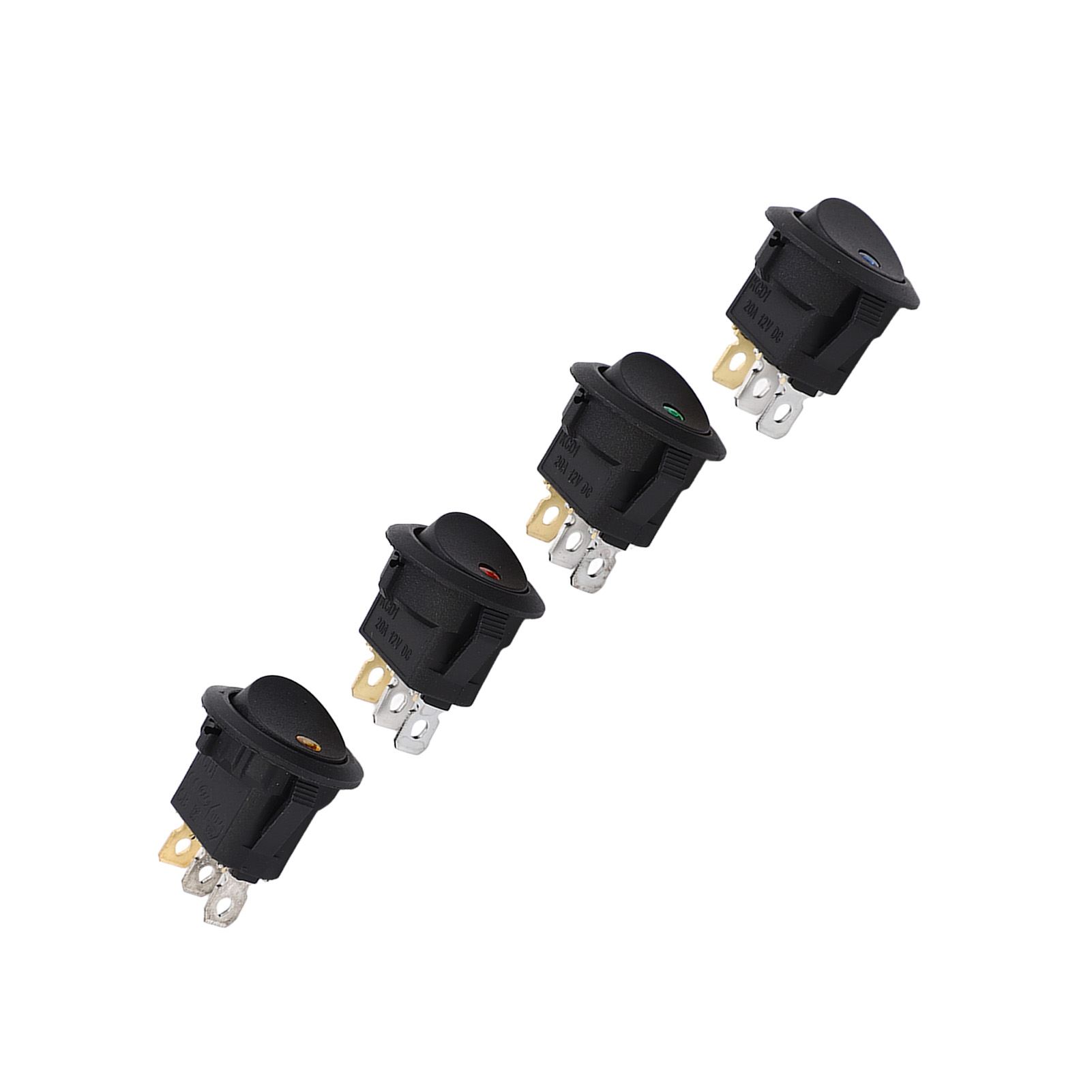 20 Stück Wippschalter, 3-polig, 2 Positionen, 12 V, Ein/aus-schalter, Abs, Rund, Mit Led Für Maschinen