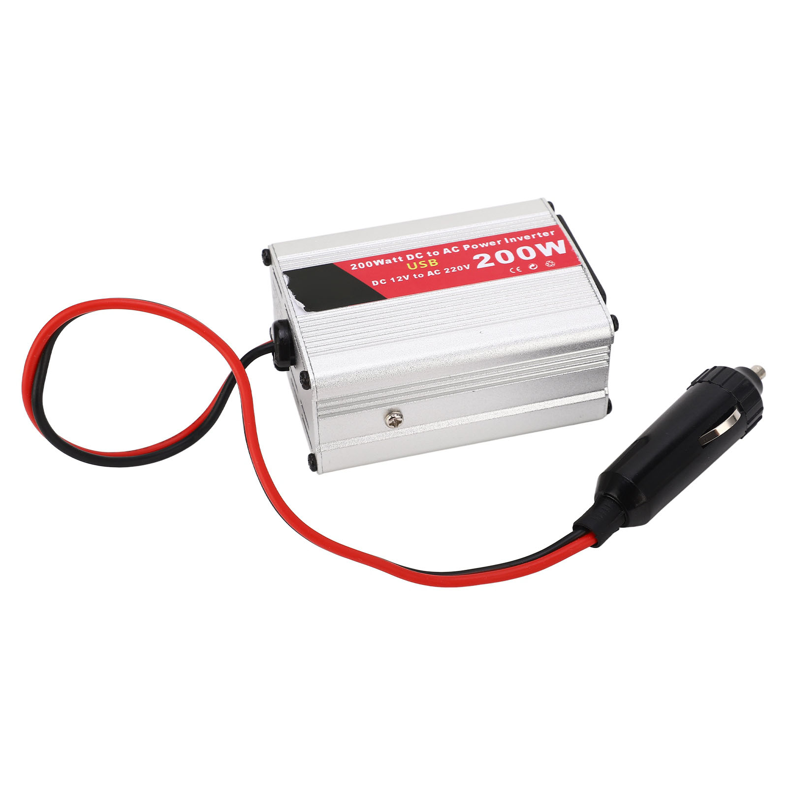 Kfz-wechselrichter 200w Dc12v Auf Ac220v Mit 2 Usb-anschlüssen, 1 Steckdose Und Schnellladefunktion