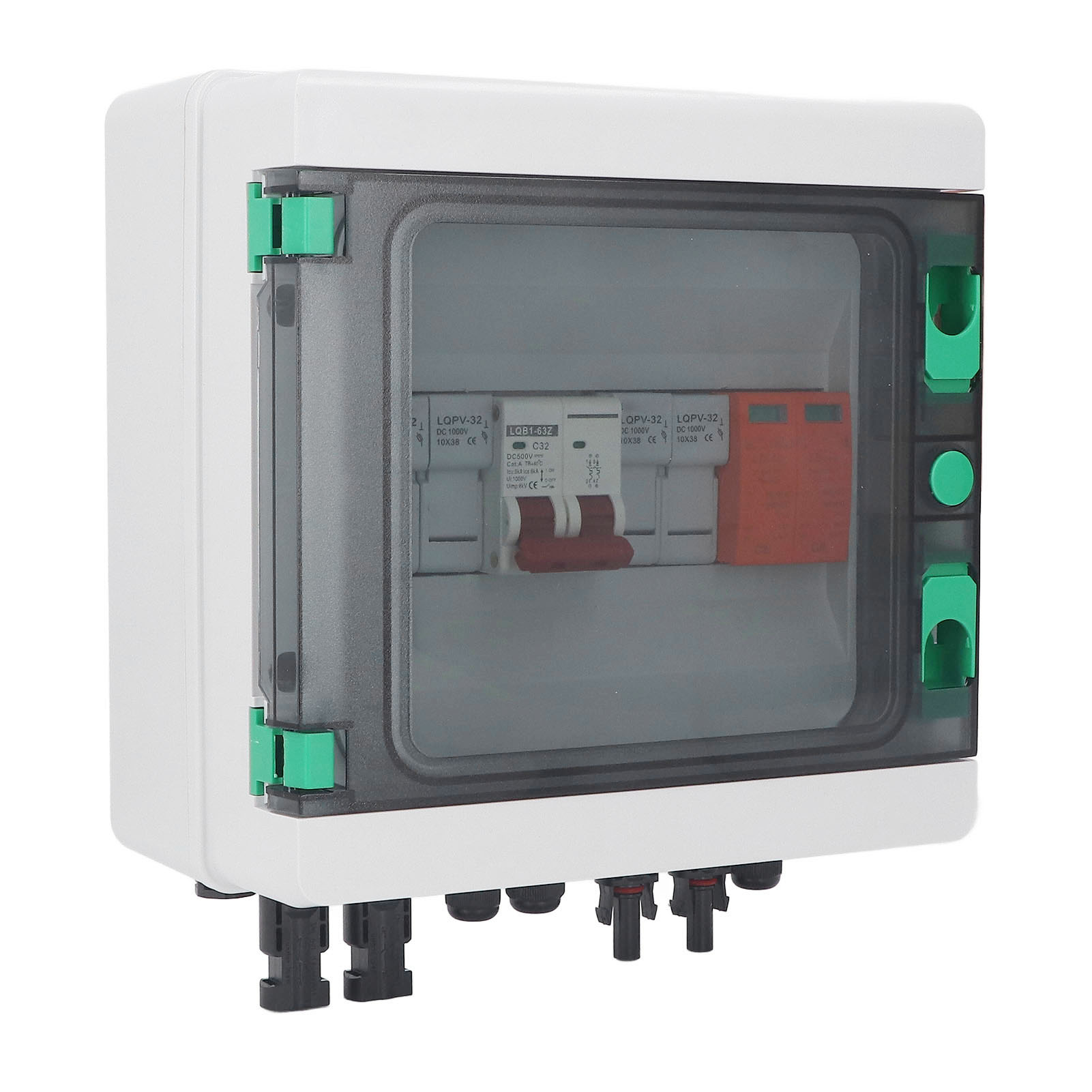 Pv-kombinationsbox Für 2 Strings, Wasserdicht, Mit 15-a-sicherung Und 32-a-leistungsschalter, Dc 500 V