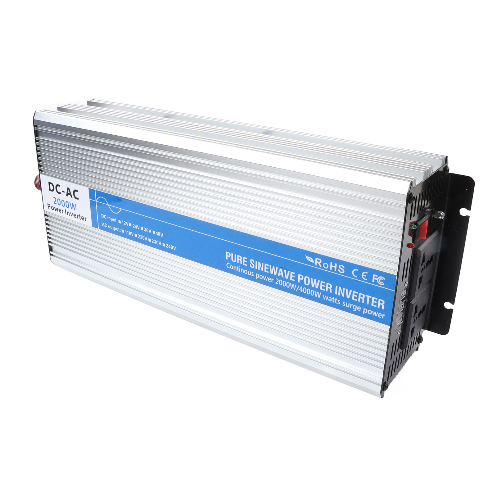 2000-w-sinus-wechselrichter Mit 2 Ac-steckdosen, Led-anzeige, Kfz-stromwandler Mit 5-v-2,1-a-usb-anschluss Und 24-v-gleichstromanschluss