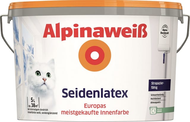 Alpinaweiß Seidenlatex 5 Liter seidenglänzend