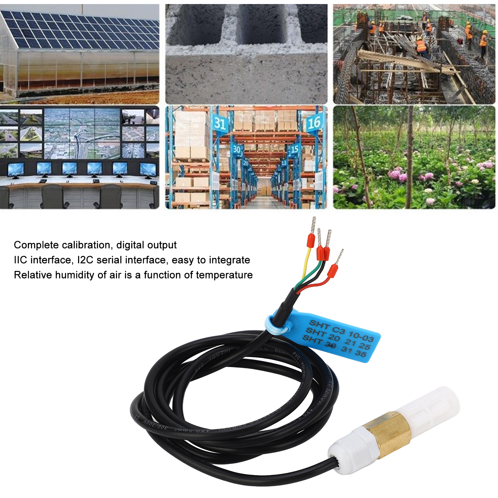Temperatur- Und Feuchtigkeitssensor-sonde, Digitales Bodenfeuchtigkeitsmessgerät, Sonde Mit I²c-ausgang, Wasserdicht, Dc 3,3 V
