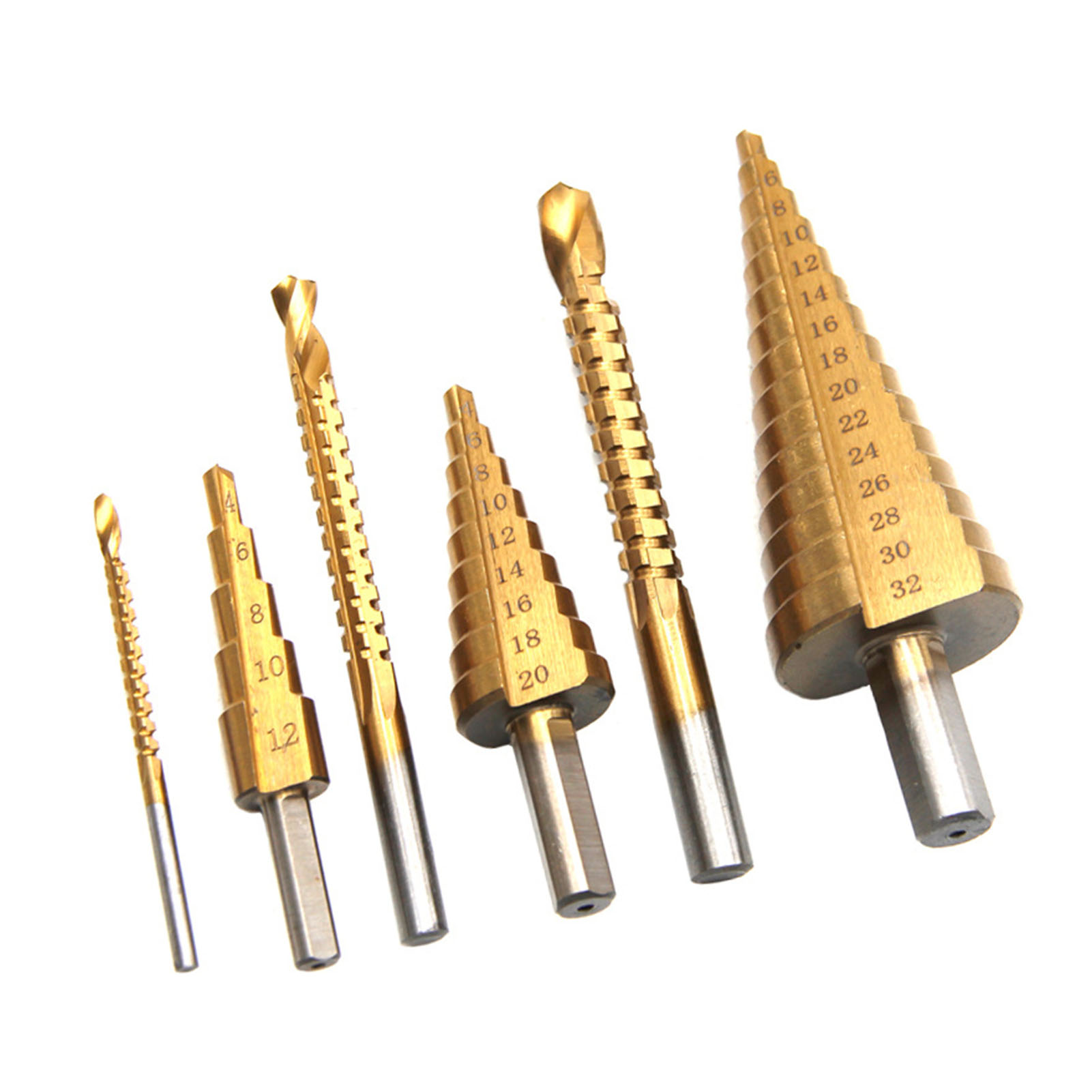 Stufenbohrer-set Mit Titanbeschichtung, Gerader Nut, Lochschneider Mit Körner Und Dreieckigem Schaft