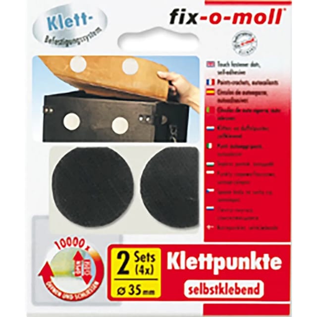 Fix-o-moll Klettpunkte selbstklebend 4 Sets Schwarz 35 mm