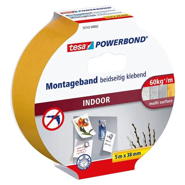 Tesa Powerbond Montageband Indoor 5 m x 38 mm